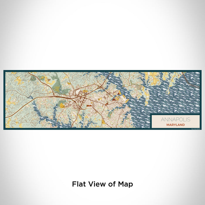Flat View of Map Custom Annapolis Maryland Map Enamel Mug in Woodblock