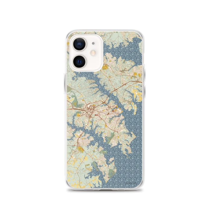 Custom Annapolis Maryland Map iPhone 12 Phone Case in Woodblock