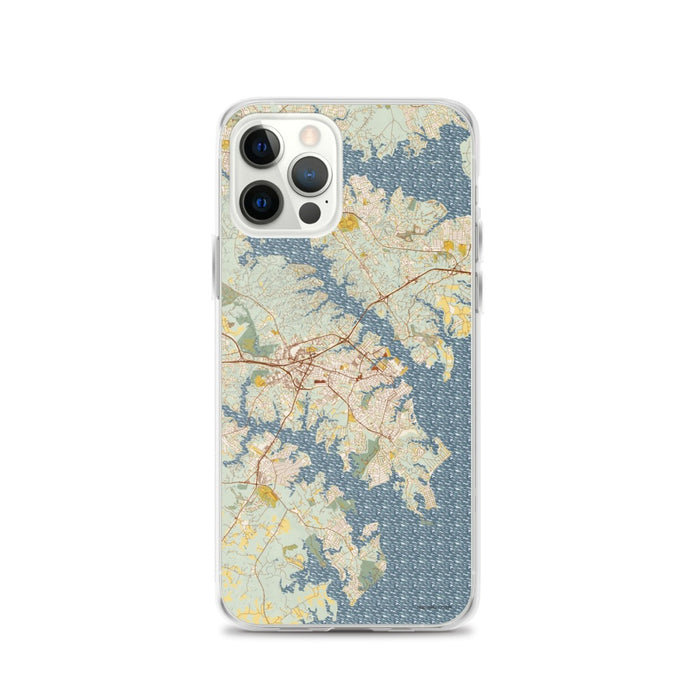 Custom Annapolis Maryland Map iPhone 12 Pro Phone Case in Woodblock