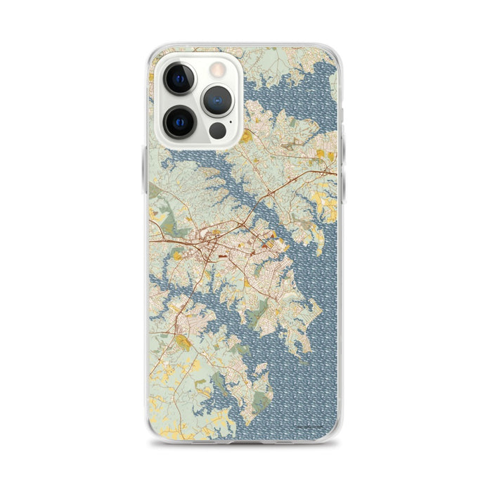 Custom Annapolis Maryland Map iPhone 12 Pro Max Phone Case in Woodblock
