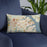 Custom Annapolis Maryland Map Throw Pillow in Woodblock on Blue Colored Chair