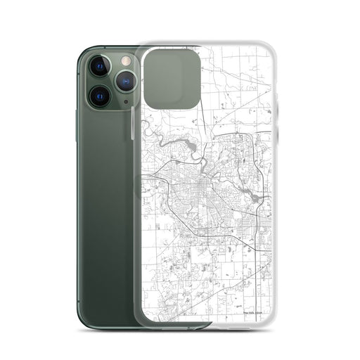 Custom Ann Arbor Michigan Map Phone Case in Classic on Table with Laptop and Plant