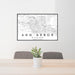 24x36 Ann Arbor Michigan Map Print Landscape Orientation in Classic Style Behind 2 Chairs Table and Potted Plant