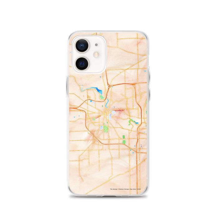 Custom Ann Arbor Michigan Map iPhone 12 Phone Case in Watercolor