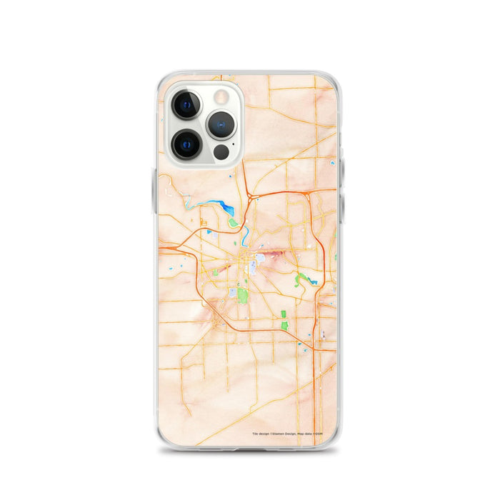 Custom Ann Arbor Michigan Map iPhone 12 Pro Phone Case in Watercolor
