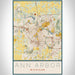 Ann Arbor Michigan Map Print Portrait Orientation in Woodblock Style With Shaded Background