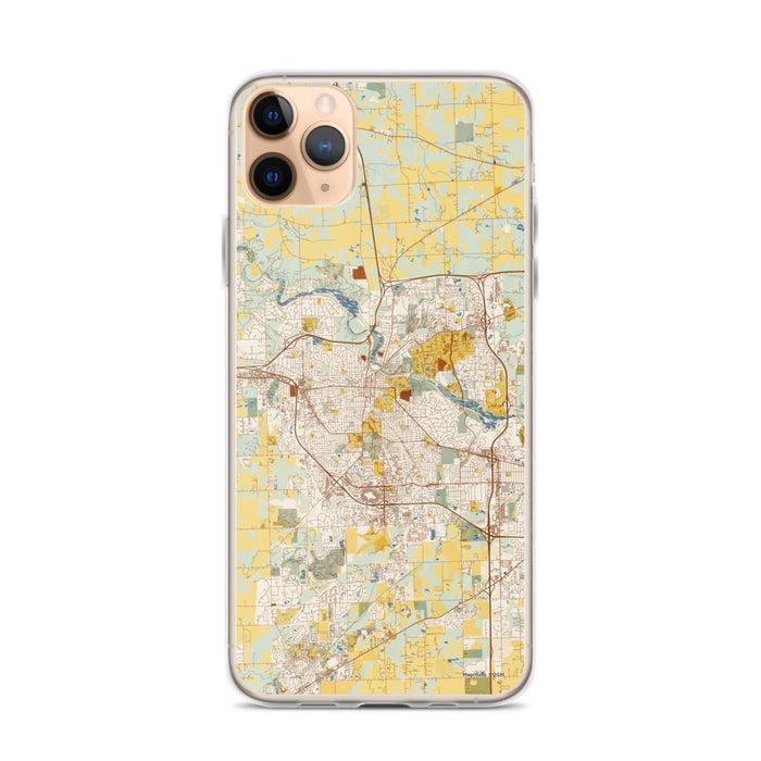 Custom Ann Arbor Michigan Map Phone Case in Woodblock