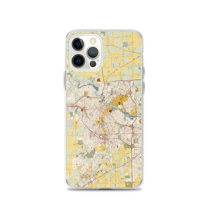 Custom Ann Arbor Michigan Map iPhone 12 Pro Phone Case in Woodblock