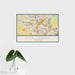 16x24 Ann Arbor Michigan Map Print Landscape Orientation in Woodblock Style With Tropical Plant Leaves in Water