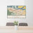 24x36 Antioch California Map Print Lanscape Orientation in Woodblock Style Behind 2 Chairs Table and Potted Plant