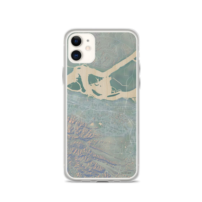 Custom iPhone 11 Antioch California Map Phone Case in Afternoon