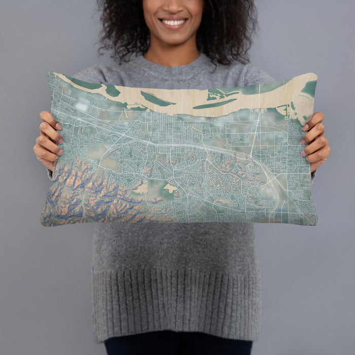 Person holding 20x12 Custom Antioch California Map Throw Pillow in Afternoon
