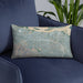 Custom Antioch California Map Throw Pillow in Afternoon on Blue Colored Chair