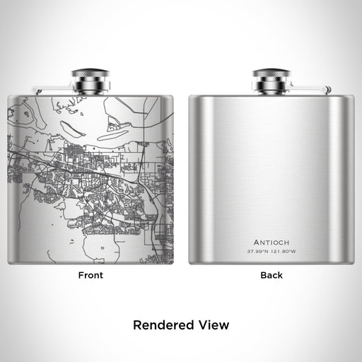 Rendered View of Antioch California Map Engraving on 6oz Stainless Steel Flask
