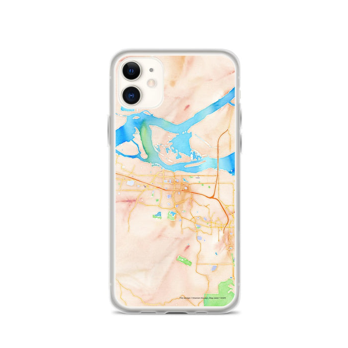 Custom iPhone 11 Antioch California Map Phone Case in Watercolor