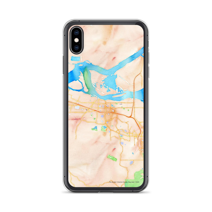 Custom iPhone XS Max Antioch California Map Phone Case in Watercolor