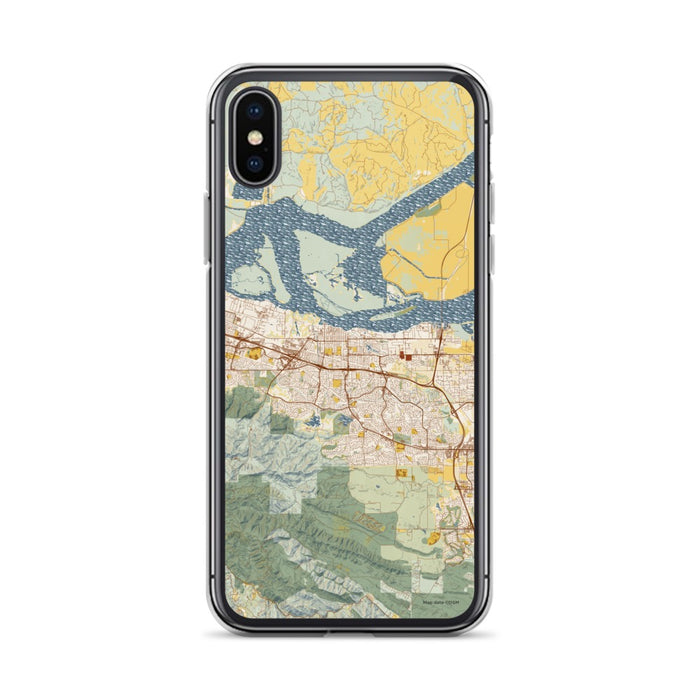 Custom iPhone X/XS Antioch California Map Phone Case in Woodblock