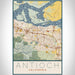 Antioch California Map Print Portrait Orientation in Woodblock Style With Shaded Background