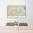 24x36 Apache Junction Arizona Map Print Lanscape Orientation in Woodblock Style Behind 2 Chairs Table and Potted Plant