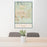 24x36 Apache Junction Arizona Map Print Portrait Orientation in Woodblock Style Behind 2 Chairs Table and Potted Plant