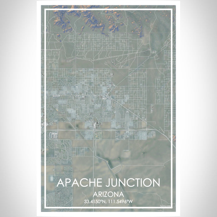 Apache Junction Arizona Map Print Portrait Orientation in Afternoon Style With Shaded Background