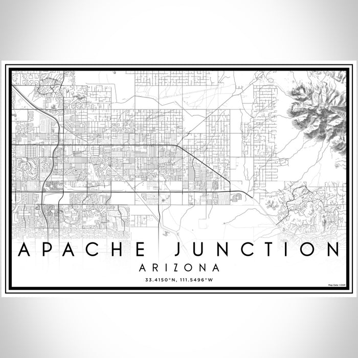 Apache Junction Arizona Map Print Landscape Orientation in Classic Style With Shaded Background