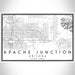 Apache Junction Arizona Map Print Landscape Orientation in Classic Style With Shaded Background