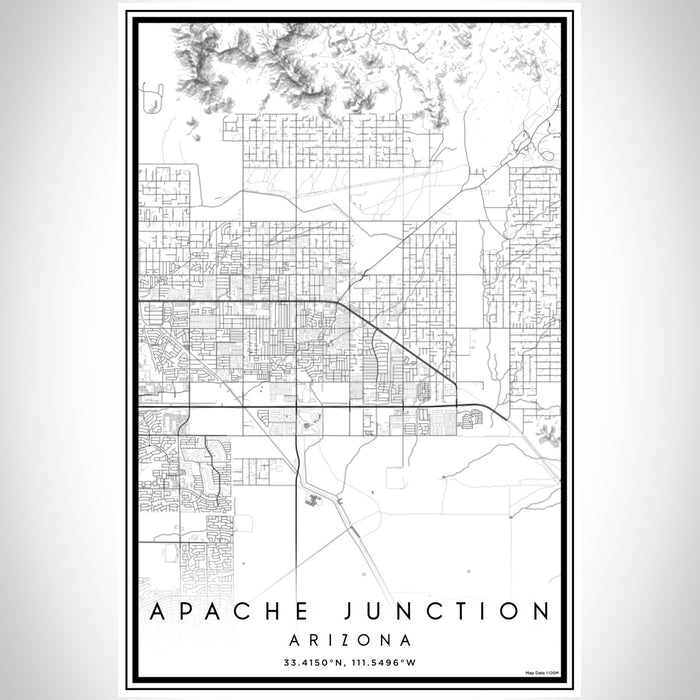 Apache Junction Arizona Map Print Portrait Orientation in Classic Style With Shaded Background