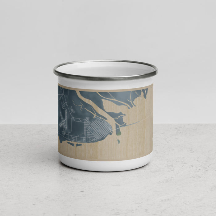 Front View Custom Apalachicola Florida Map Enamel Mug in Afternoon