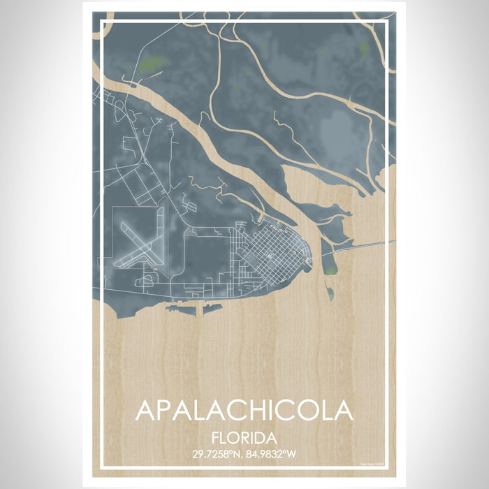 Apalachicola Florida Map Print Portrait Orientation in Afternoon Style With Shaded Background