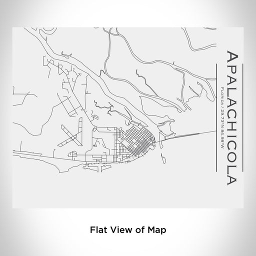 Rendered View of Apalachicola Florida Map Engraving on 20oz Stainless Steel Insulated Bottle with Bamboo Top in White