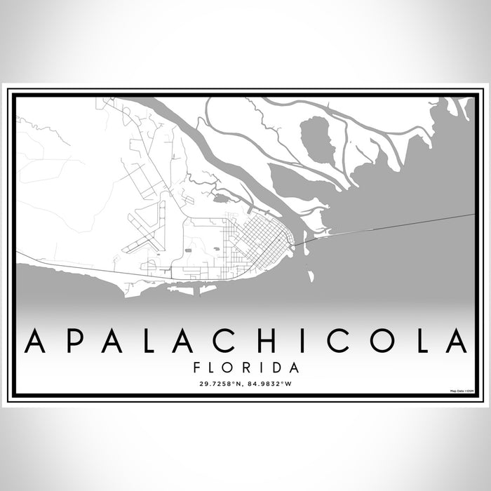 Apalachicola Florida Map Print Landscape Orientation in Classic Style With Shaded Background