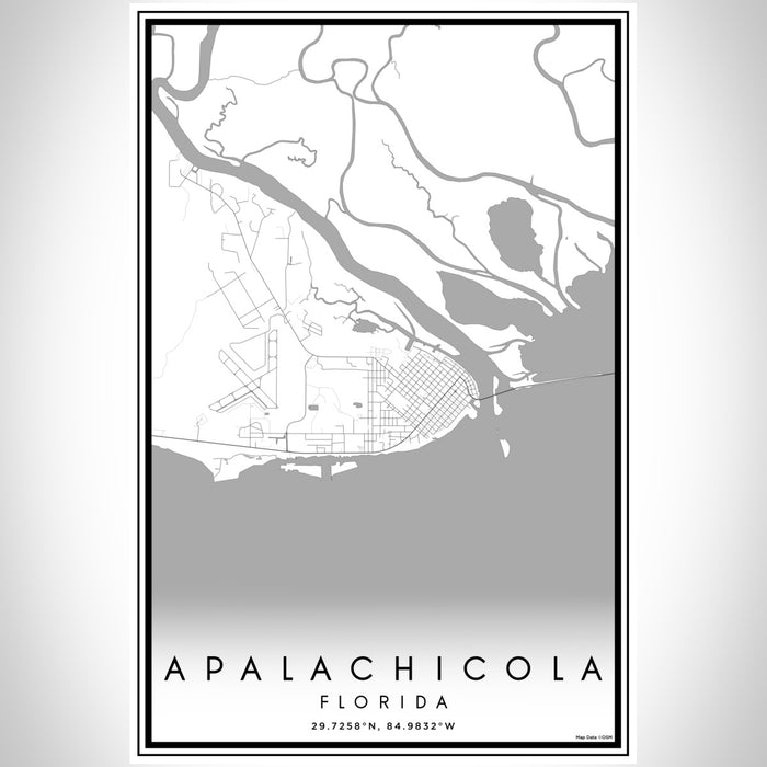Apalachicola Florida Map Print Portrait Orientation in Classic Style With Shaded Background