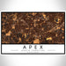 Apex North Carolina Map Print Landscape Orientation in Ember Style With Shaded Background
