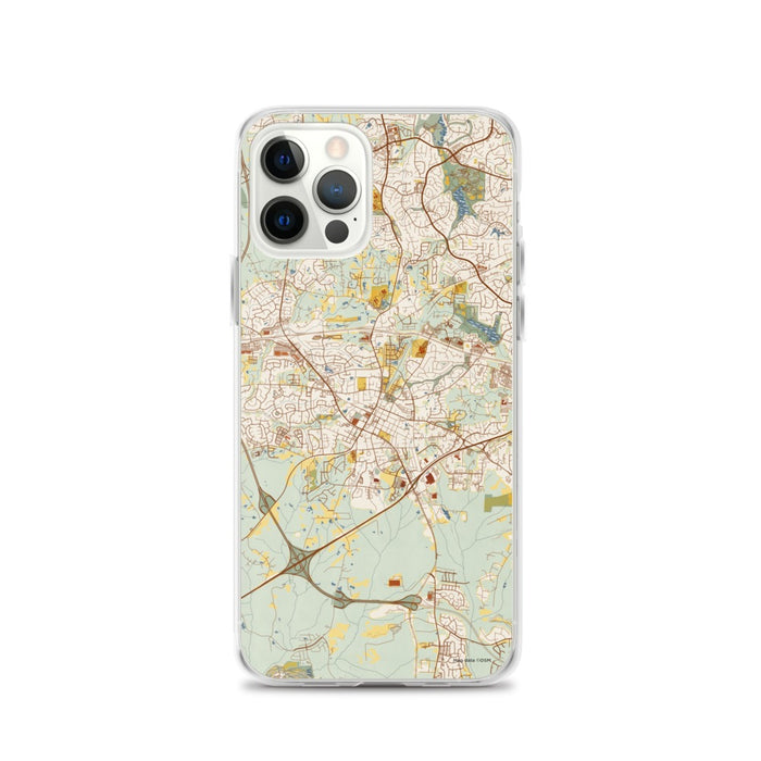 Custom Apex North Carolina Map iPhone 12 Pro Phone Case in Woodblock