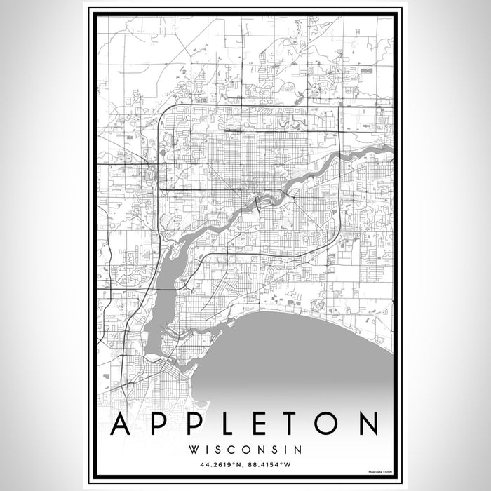 Appleton Wisconsin Map Print Portrait Orientation in Classic Style With Shaded Background