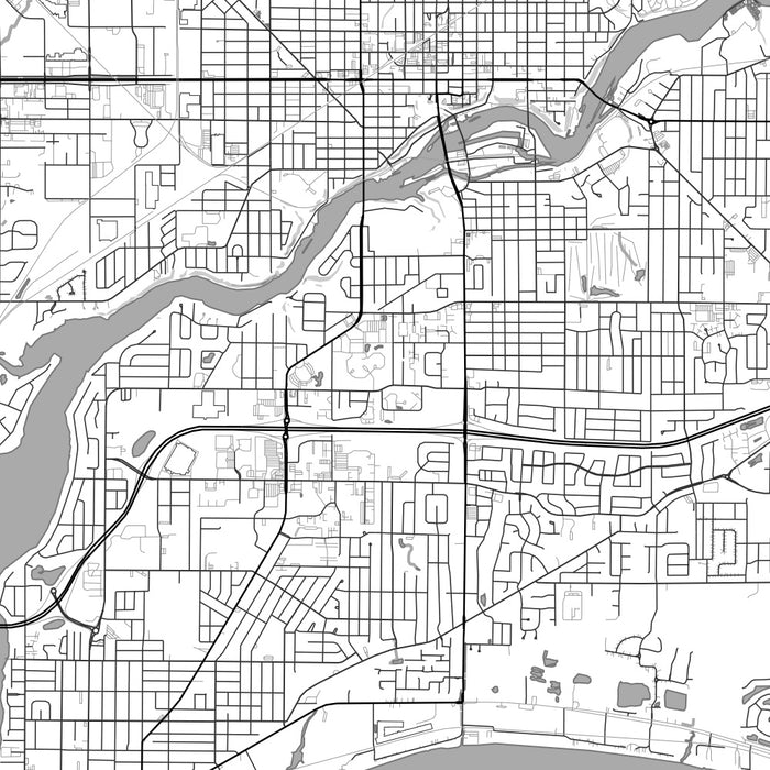 Appleton Wisconsin Map Print in Classic Style Zoomed In Close Up Showing Details