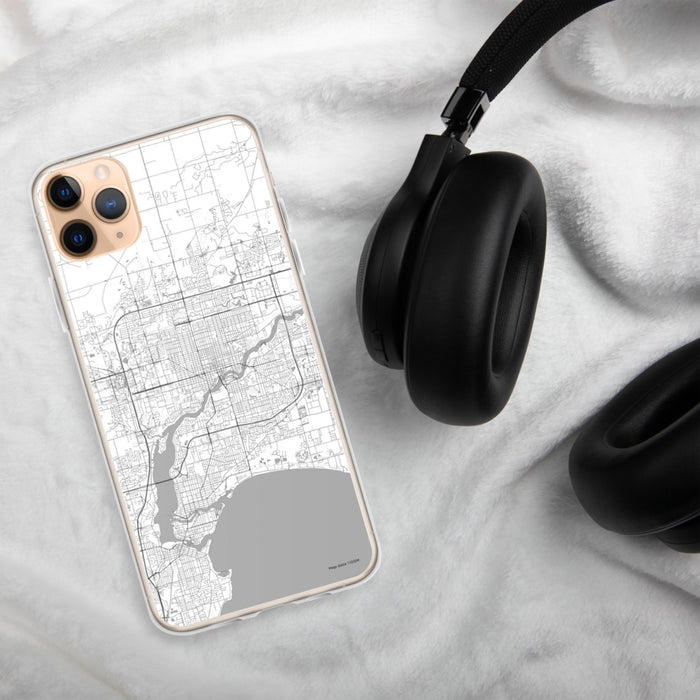 Custom Appleton Wisconsin Map Phone Case in Classic on Table with Black Headphones