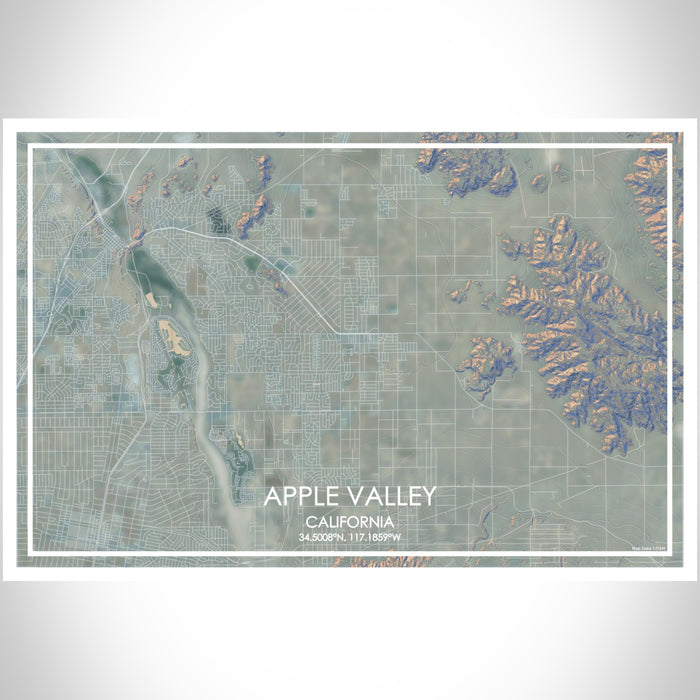 Apple Valley California Map Print Landscape Orientation in Afternoon Style With Shaded Background