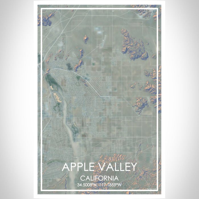 Apple Valley California Map Print Portrait Orientation in Afternoon Style With Shaded Background
