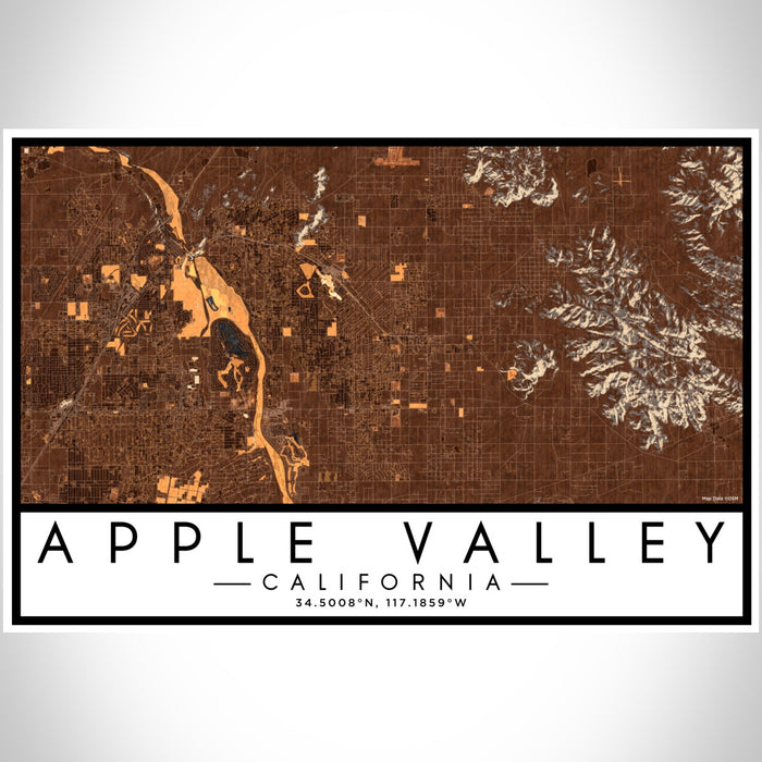 Apple Valley California Map Print Landscape Orientation in Ember Style With Shaded Background