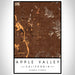 Apple Valley California Map Print Portrait Orientation in Ember Style With Shaded Background