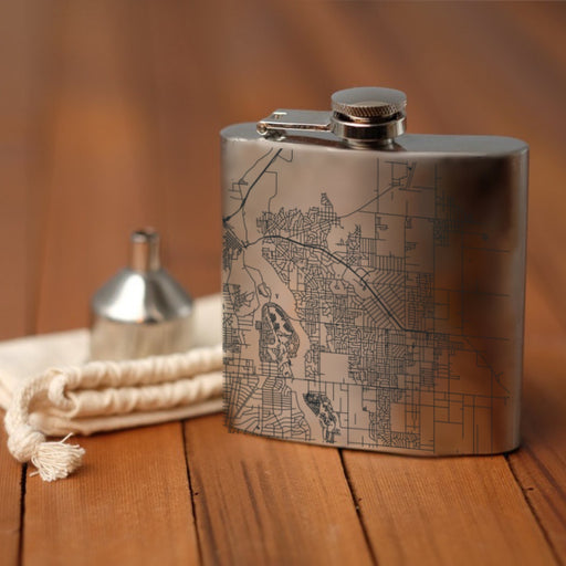 Apple Valley California Custom Engraved City Map Inscription Coordinates on 6oz Stainless Steel Flask