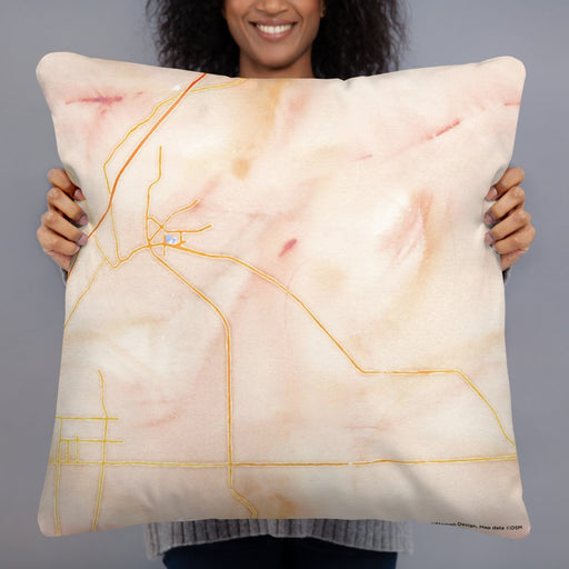 Person holding 22x22 Custom Apple Valley California Map Throw Pillow in Watercolor