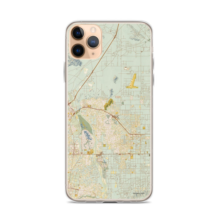 Custom iPhone 11 Pro Max Apple Valley California Map Phone Case in Woodblock