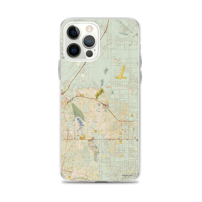 Custom iPhone 12 Pro Max Apple Valley California Map Phone Case in Woodblock