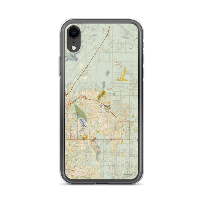 Custom iPhone XR Apple Valley California Map Phone Case in Woodblock