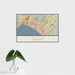 16x24 Aptos California Map Print Landscape Orientation in Woodblock Style With Tropical Plant Leaves in Water