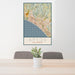 24x36 Aptos California Map Print Portrait Orientation in Woodblock Style Behind 2 Chairs Table and Potted Plant