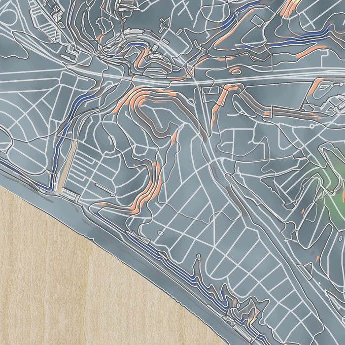 Aptos California Map Print in Afternoon Style Zoomed In Close Up Showing Details